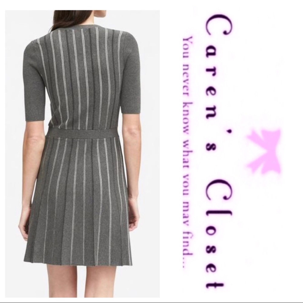 Banana Republic Grey Striped Knit Dress - Picture 3 of 7